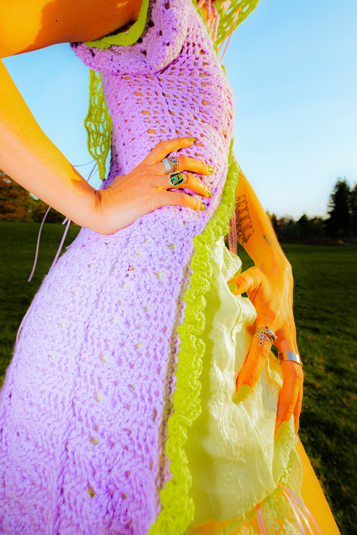 Purple & Yellow Veiled Escoffion