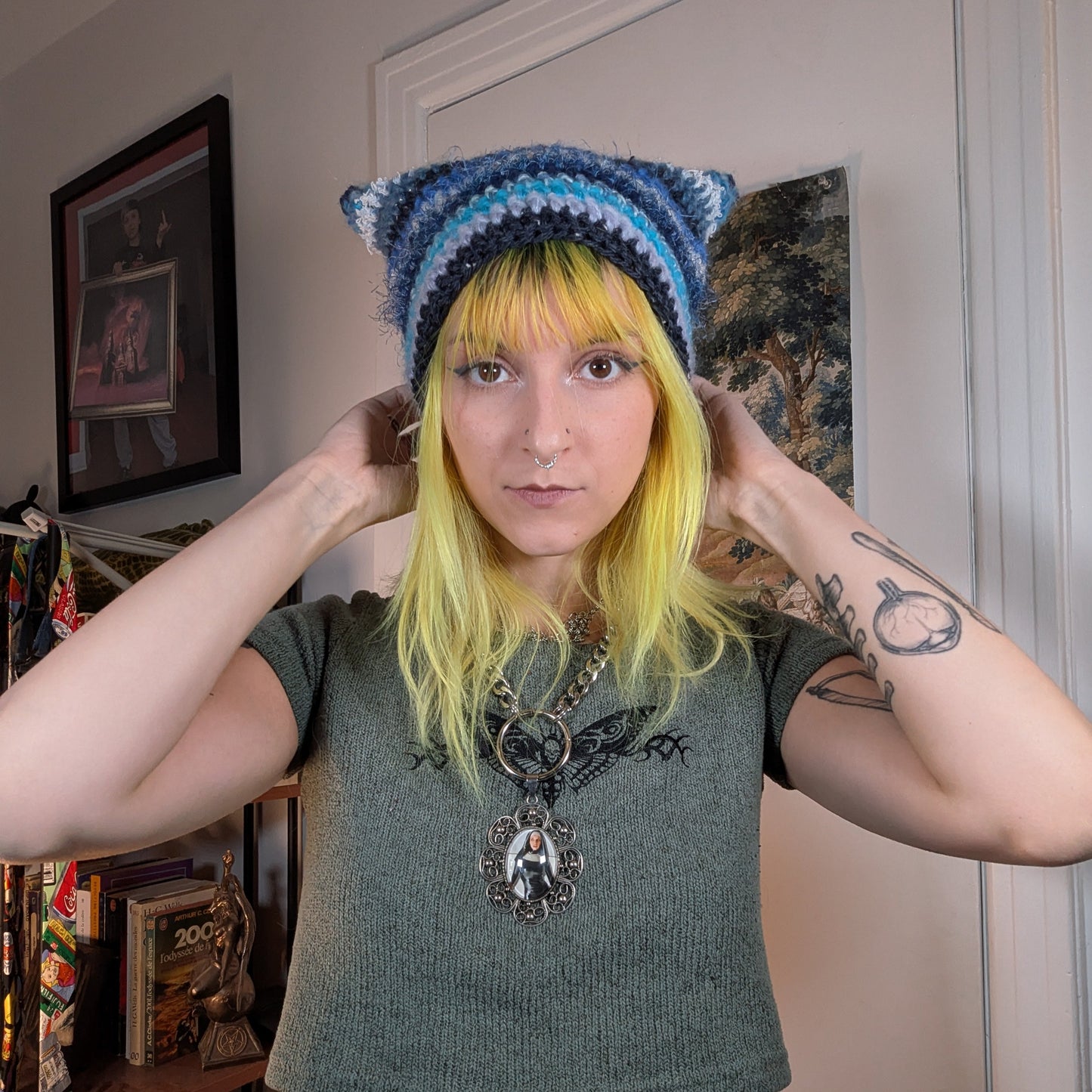 Blue Scrappy Cat Hat