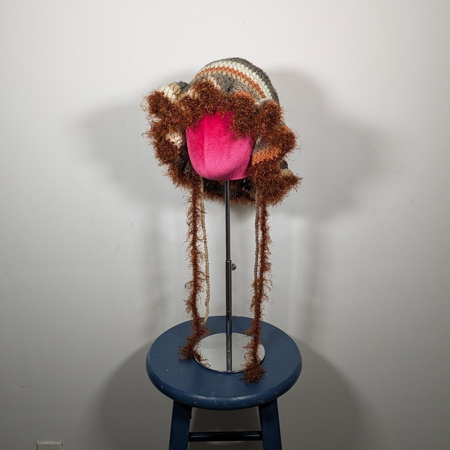 Brown Fuzzy Ruffle Hat