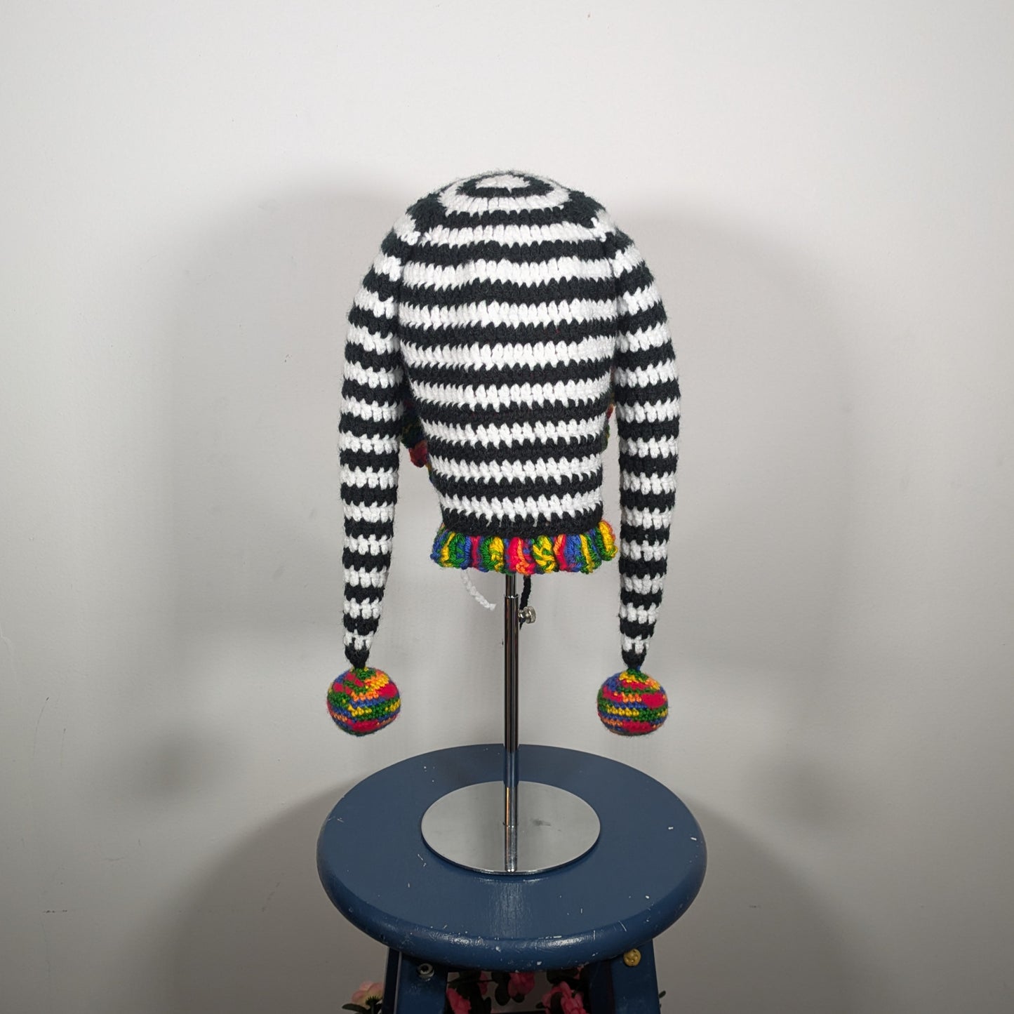 Black, White & Rainbow Jester Hat