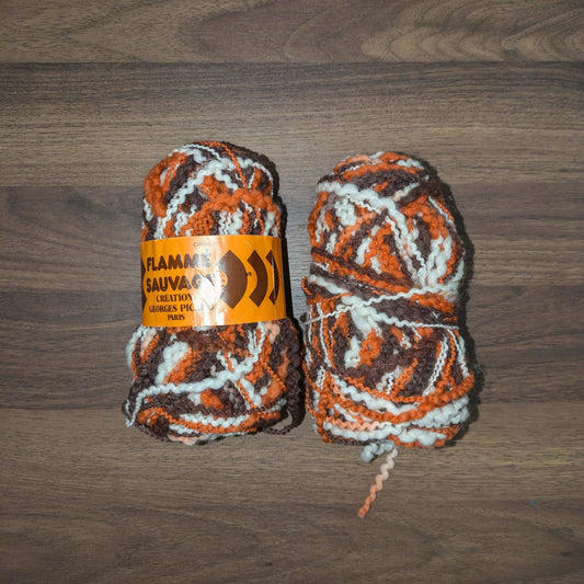 Brown, Orange & White Textured Yarn (pack of 2)