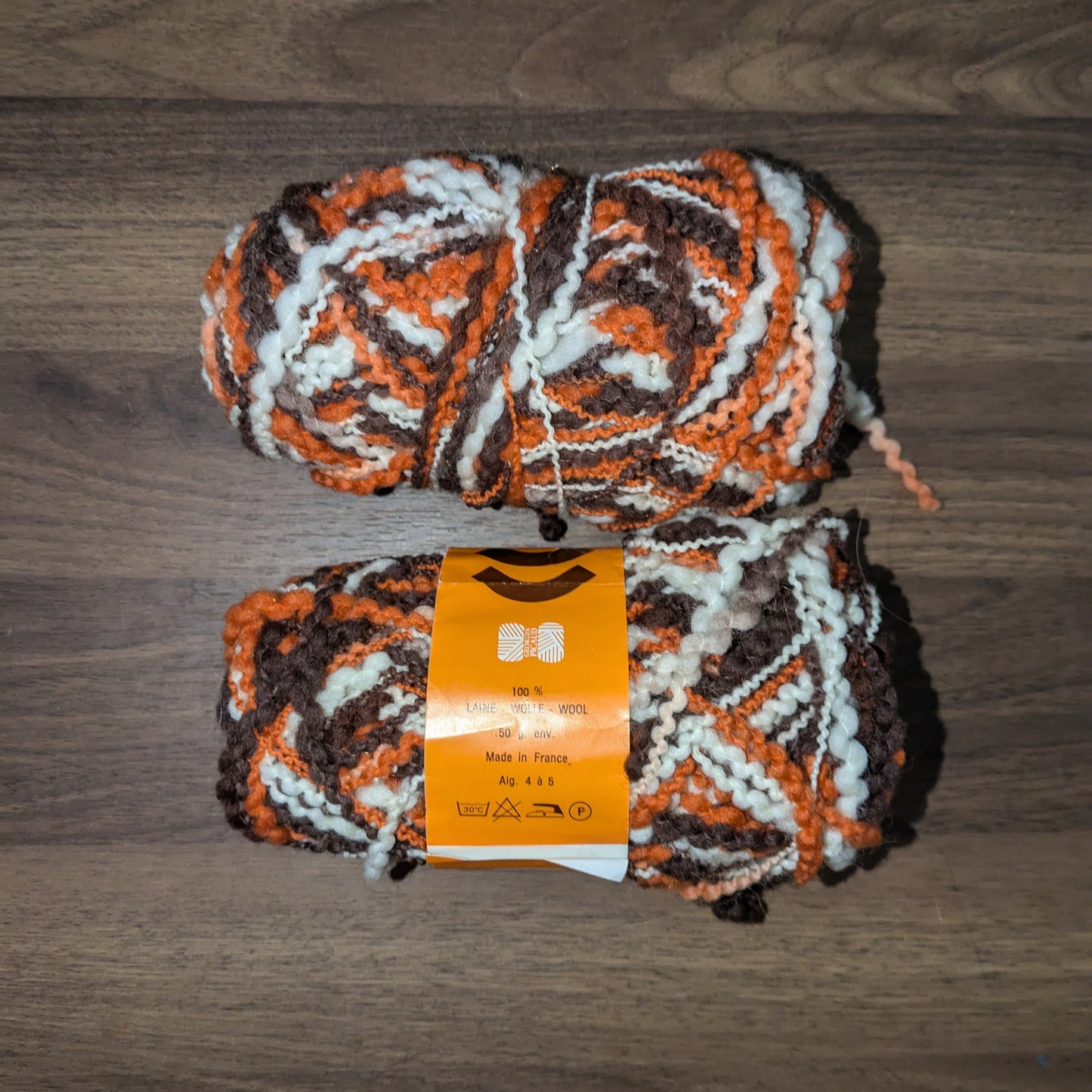 Brown, Orange & White Textured Yarn (pack of 2)