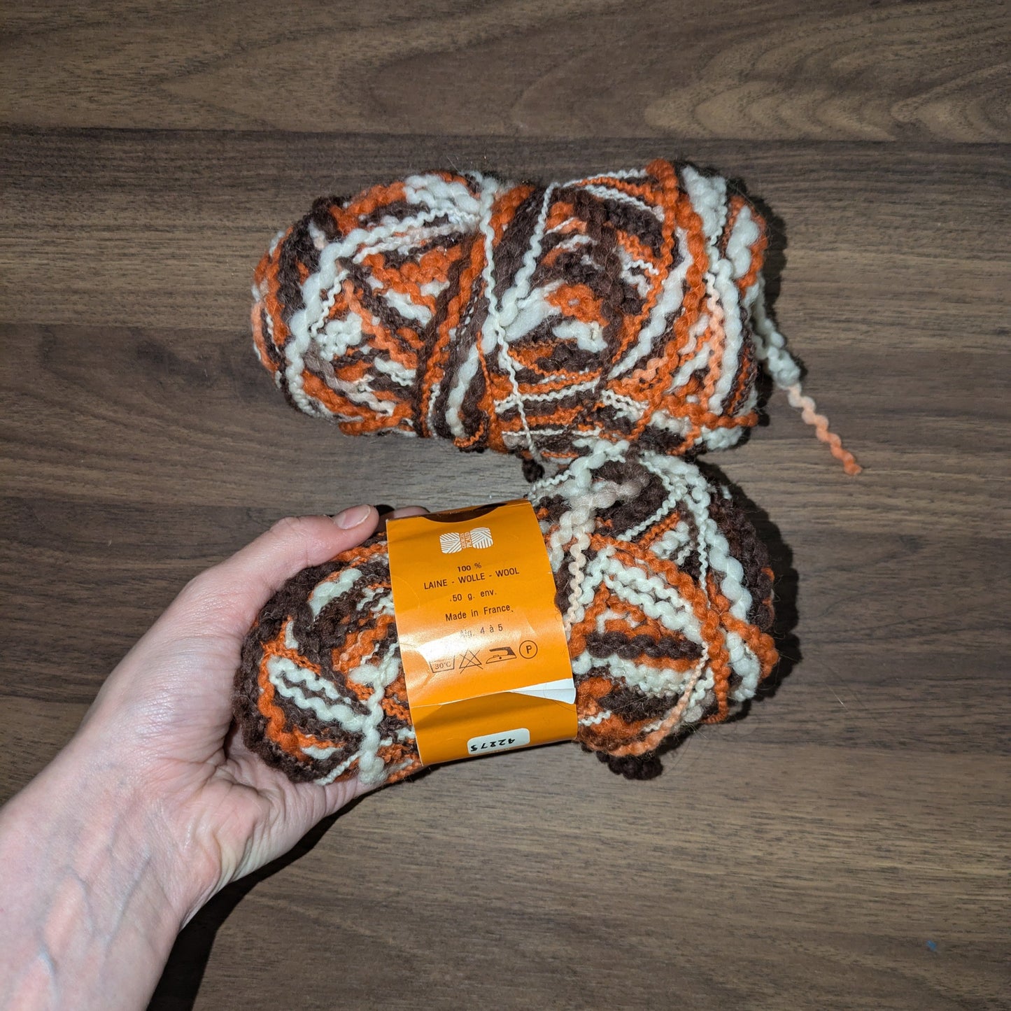 Brown, Orange & White Textured Yarn (pack of 2)