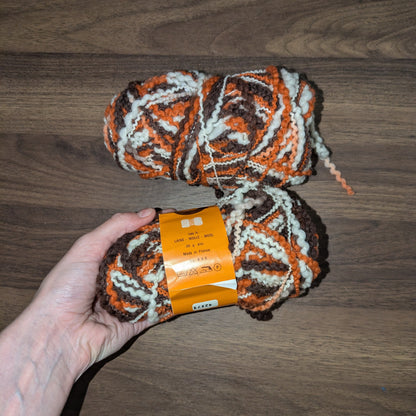 Brown, Orange & White Textured Yarn (pack of 2)