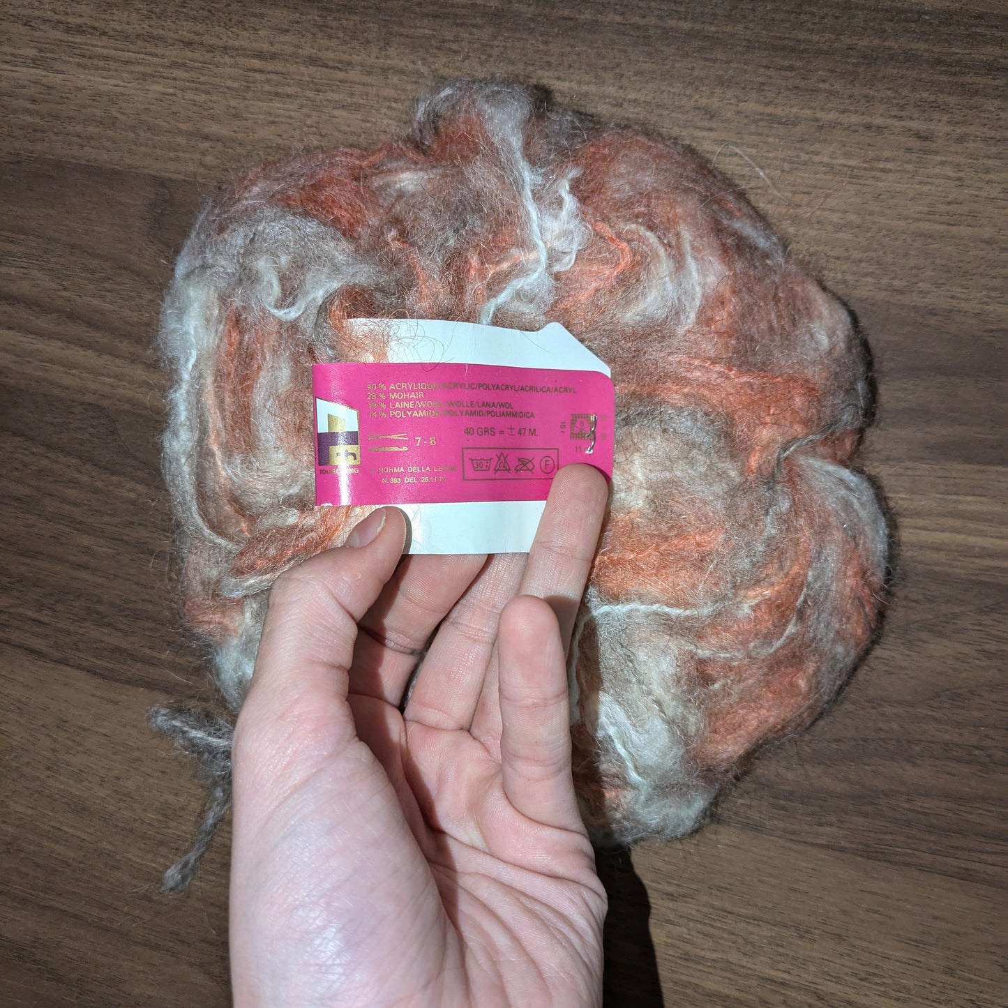 Pink & White Mohair Yarn (deadstock)