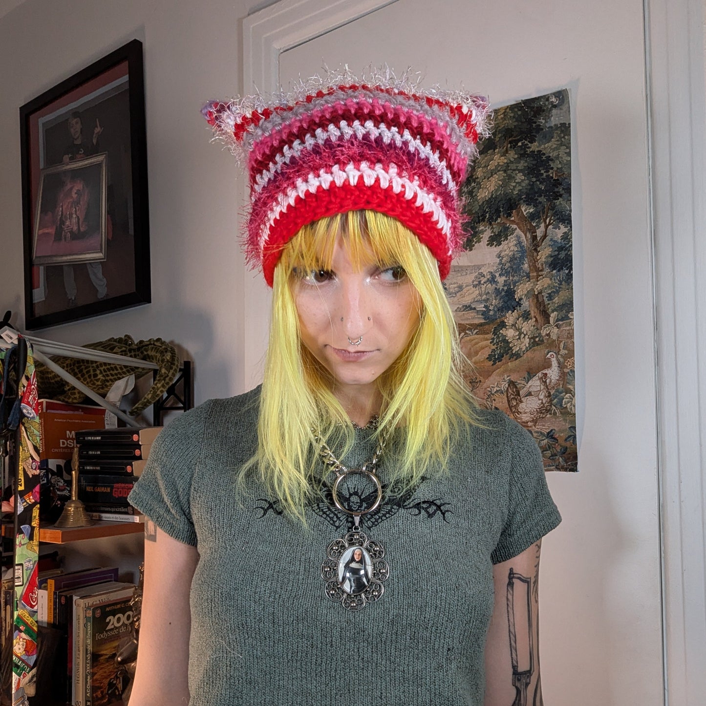 Pink Scrappy Cat Hat