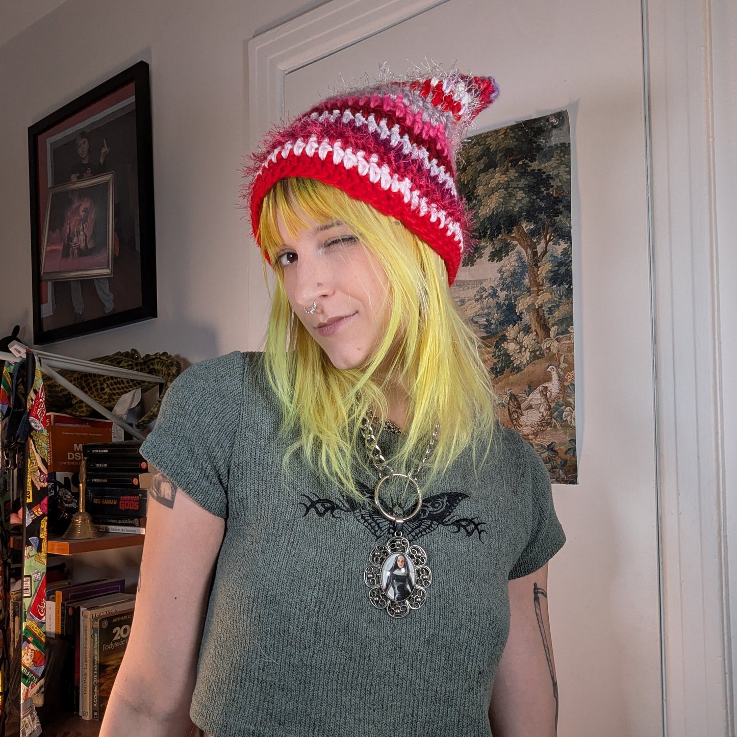 Pink Scrappy Cat Hat