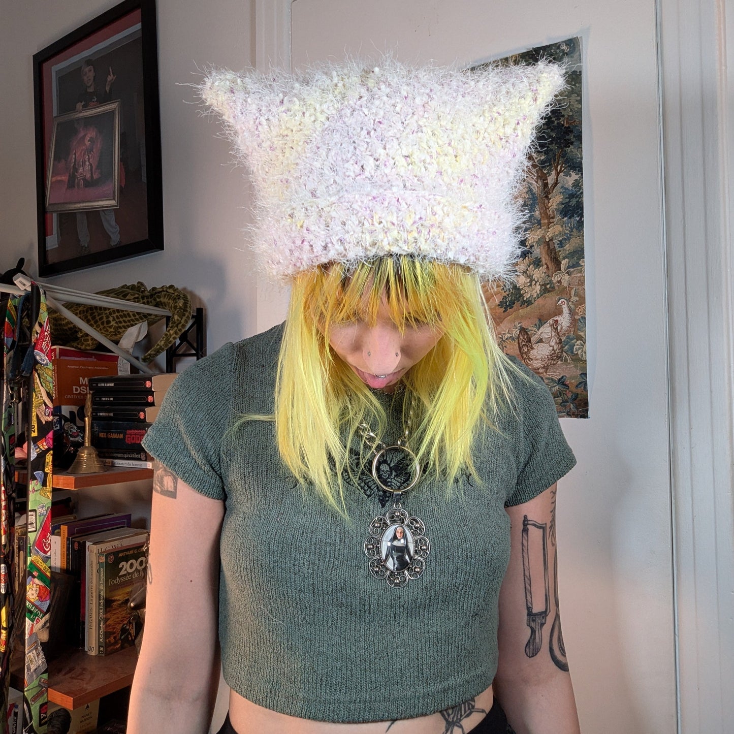 Yellow Fuzzy Cat Hat
