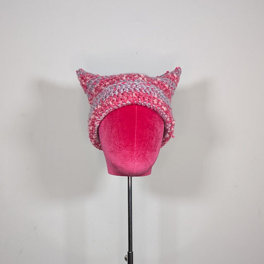 Pink & Purple Cat Hat (Thick Stripes)