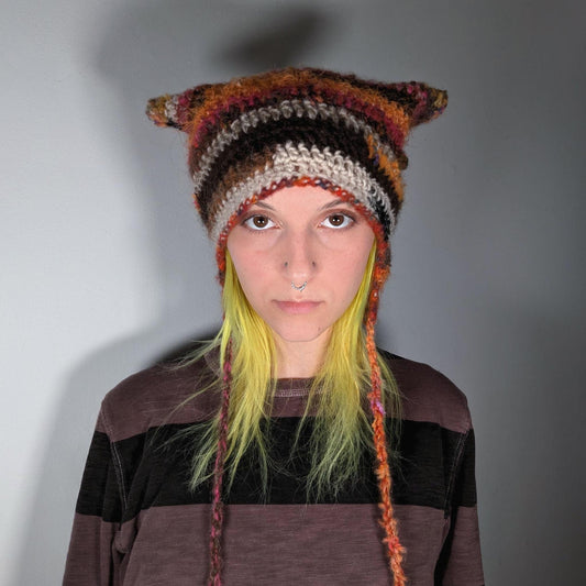 Striped Mohair Cat Hat