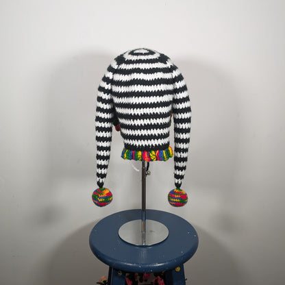 Black, White & Rainbow Jester Hat